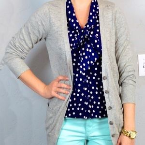 Navy polka dots raffle shirt